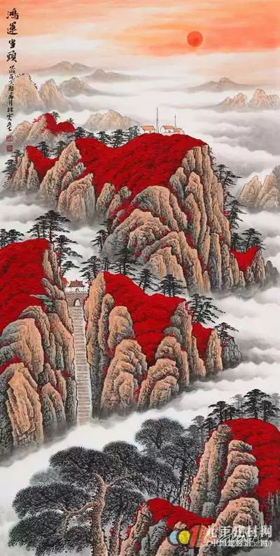 3、旺财旺人山水画:山水画寓意