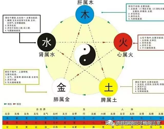 金木水火土五行对照表，五行八卦图金木水火土