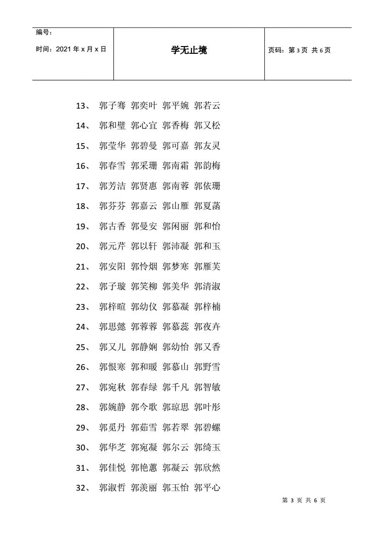 郭姓起名字女孩名字(郭姓宝宝起名女孩名字)