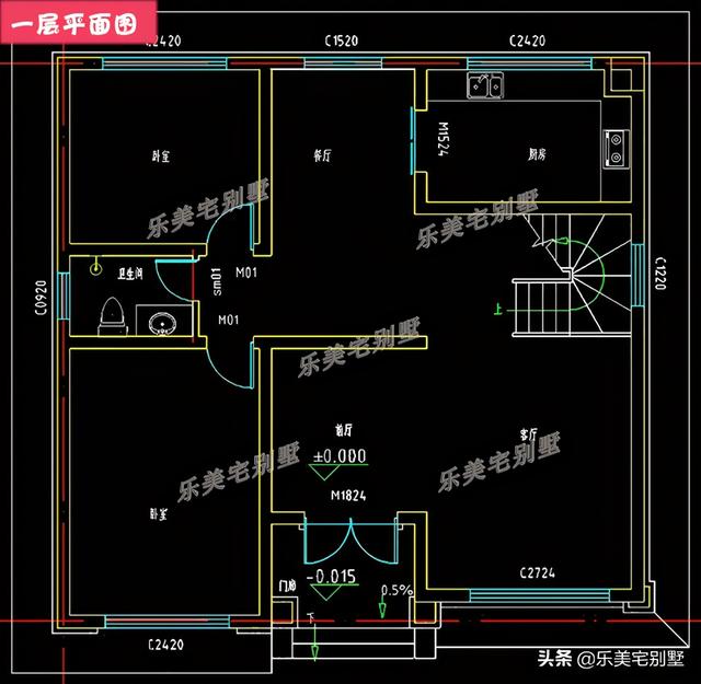 7套农村二层别墅房屋设计图，双露台+卧室套间，风水布局好