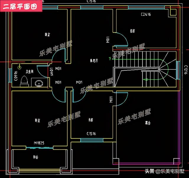 7套农村二层别墅房屋设计图，双露台+卧室套间，风水布局好