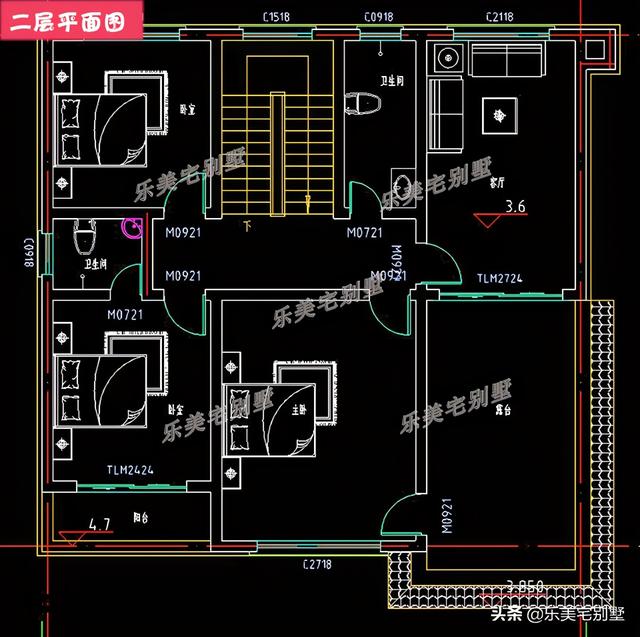 7套农村二层别墅房屋设计图，双露台+卧室套间，风水布局好