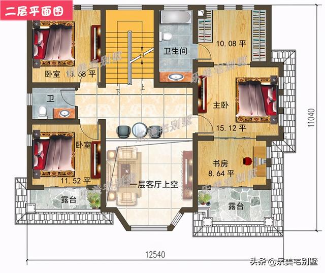 7套农村二层别墅房屋设计图，双露台+卧室套间，风水布局好