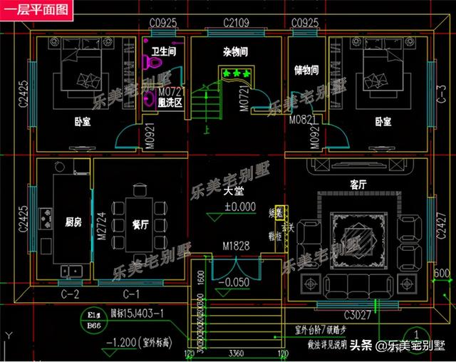 7套农村二层别墅房屋设计图，双露台+卧室套间，风水布局好