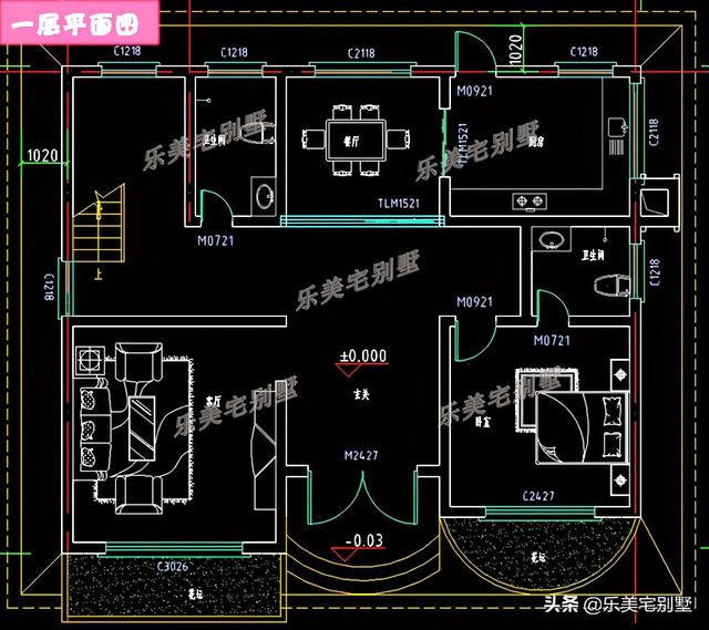 7套农村二层别墅房屋设计图，双露台+卧室套间，风水布局好