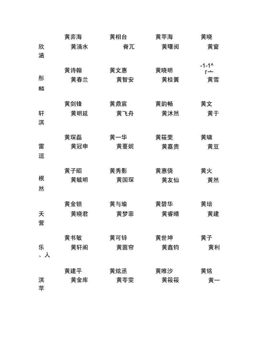 2020黄姓女孩名字大全_黄姓洋气名字