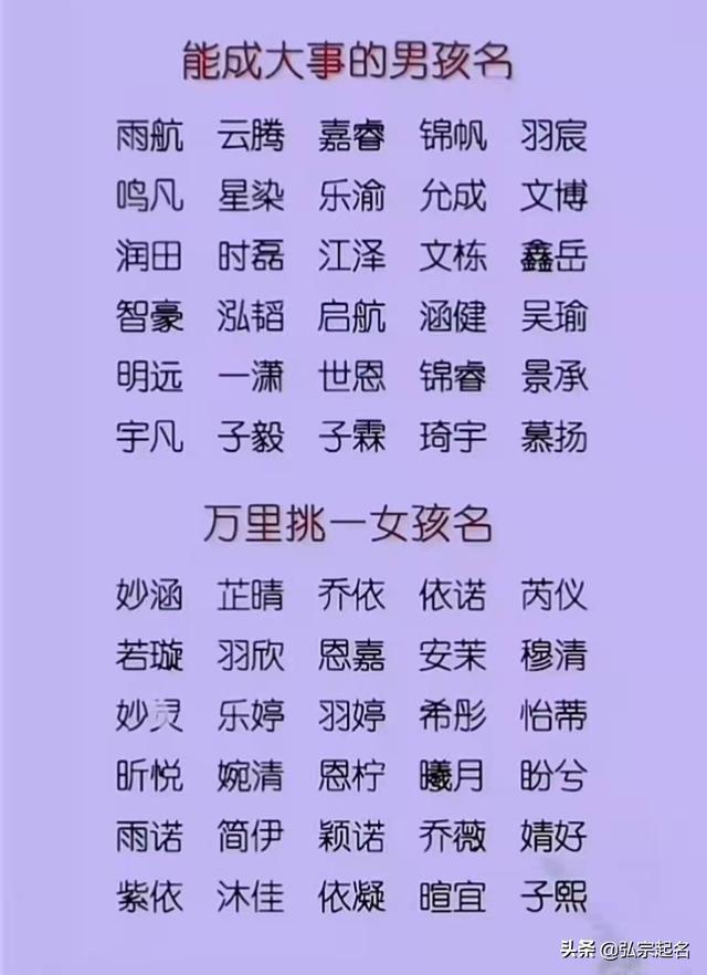 宝宝起名：万里挑一的女孩名，不易重名的高分男孩名，寻找有缘人