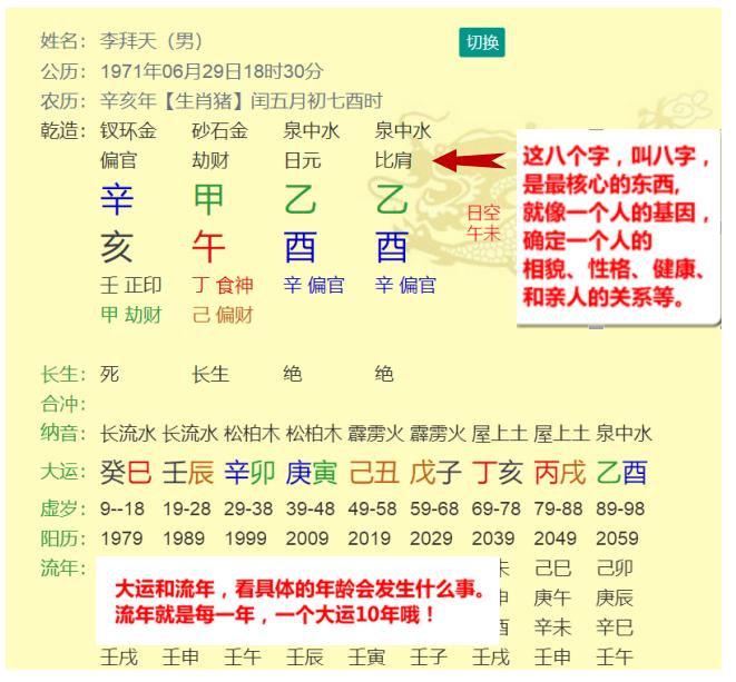 八字看流年_周易大运流年表查询