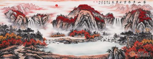 鸿运当头山水画，家里的风水画，旺运势