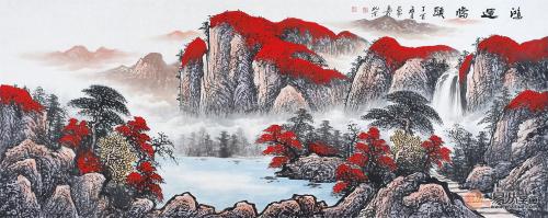 鸿运当头山水画，家里的风水画，旺运势