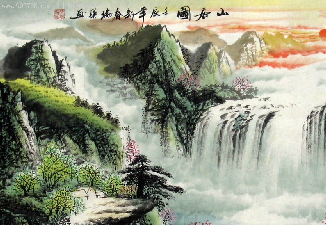 风水画，客厅沙发背景画