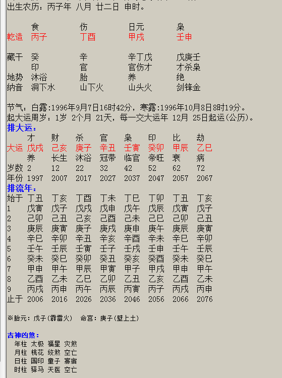 高四行如何批八字